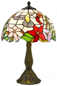 887-804-01 Velante настольная лампа Тиффани "Цветы и Колибри"